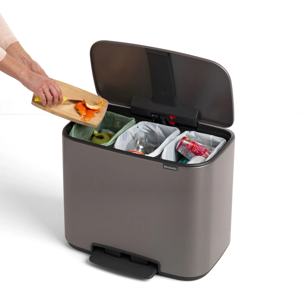 Brabantia Контейнер для мусора Bo 3х11л с сегрегацией, платина 121067