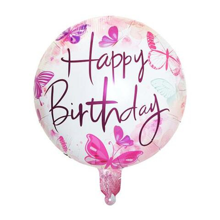 Шар круг Happy Birthday бабочки