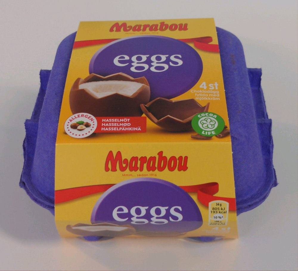 Marabou Eggs Шоколадные яйца с кремовой начинкой, набор из 4 шт., 136 г (из Эстонии)