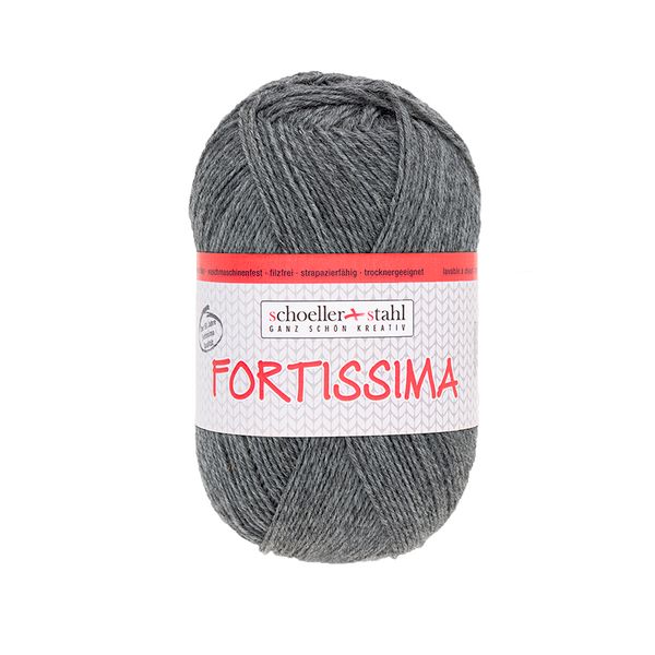 Пряжа Austermann (Аустерманн) Fortissima 100 / уп.5 мот. по 100 г, 420м, серый №1