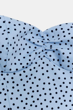 ZARA ТОП С ГОРЛОВИНОЙ ХАЛТЕР И ВЫРЕЗОМ СЕРДЕЧКОМ, ВЫЦВЕТШИЙ СИНИЙ