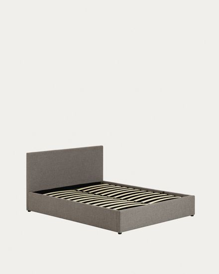 Nahiri La Forma Мягкая серая кровать для матраса размером 150 x 200 см