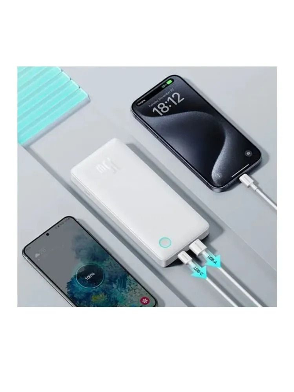 Внешний аккумулятор повербанк белый Power Bank 10000mAh 15W BASEUS PPAP10A