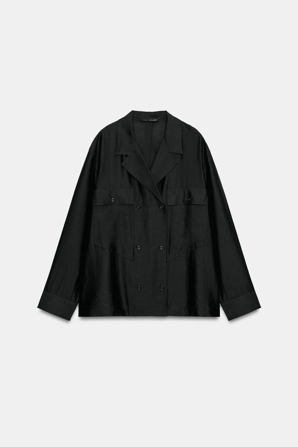 ZARA РУБАШКА НА ЗАПАХ С КАРМАНАМИ — ZW COLLECTION, ЧЕРНЫЙ