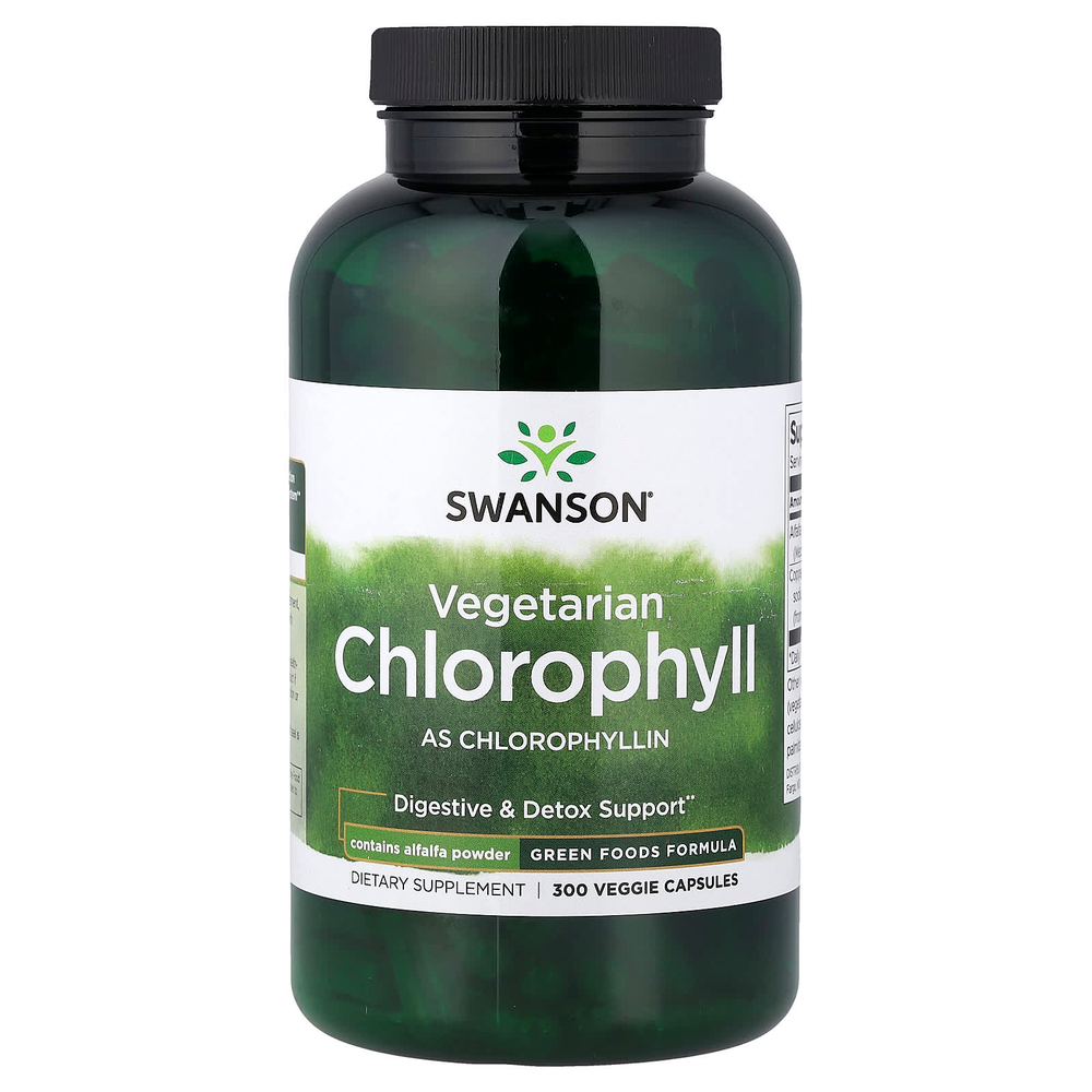 Swanson Vitamins, вегетарианский хлорофилл, 300 растительных капсул