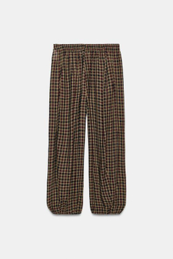 ZARA БРЮКИ БУФФИ В КЛЕТКУ, РАЗНОЦВЕТНЫЙ