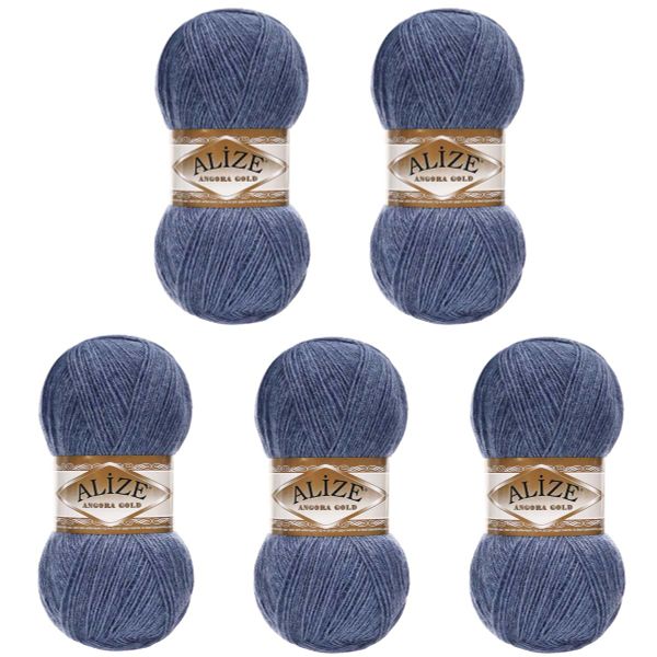 Пряжа Alize (Ализе) Angora Gold / уп.5 мот. по 100 г, 550м, 203 джинс меланж A