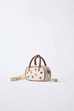 ZARA СУМКА С ВЫШИВКОЙ, КОРИЧНЕВЫЙ