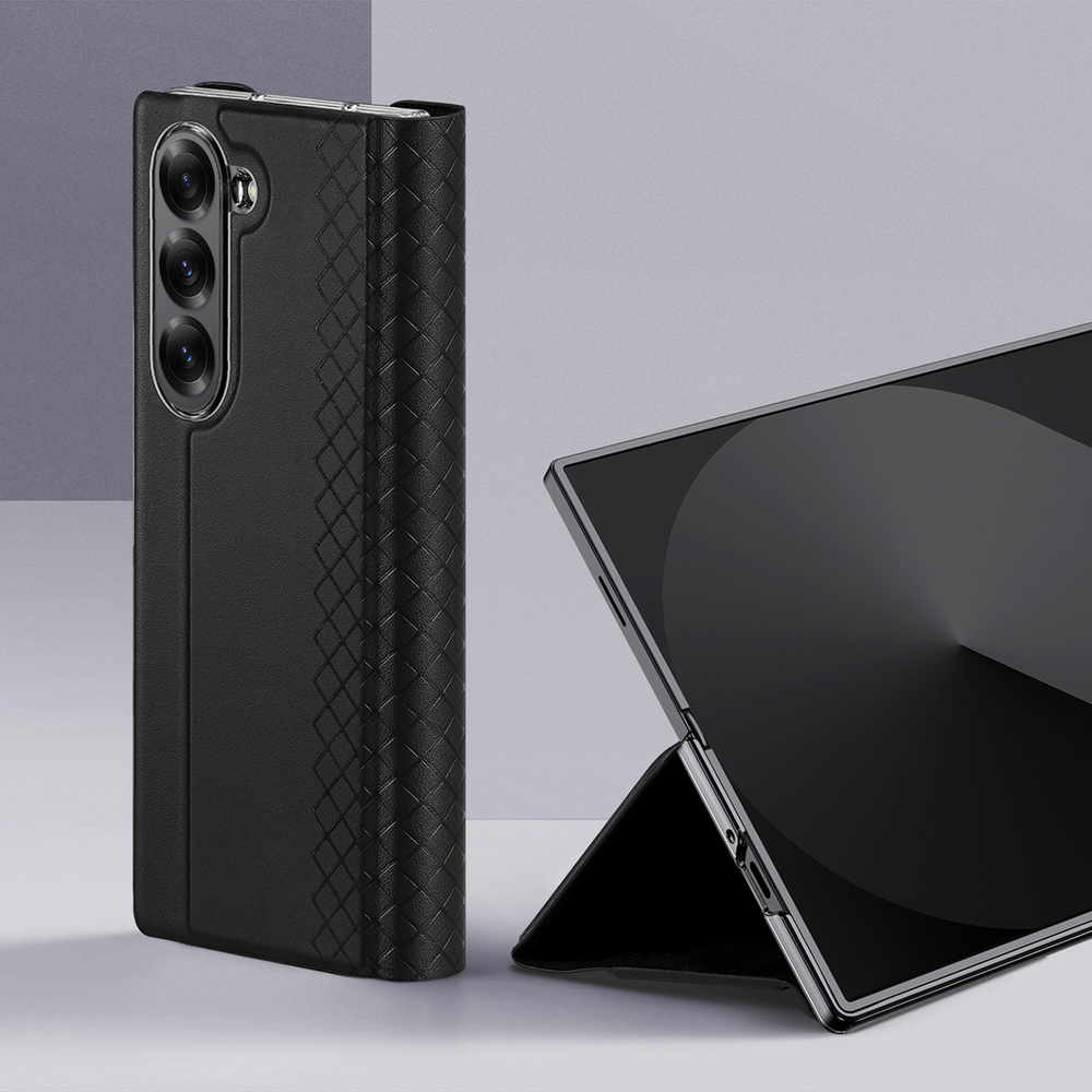 Чехол черного цвета с премиальной искусственной кожи от Dux Ducis для Samsung Galaxy Z Fold 6, серия Bril Series Case