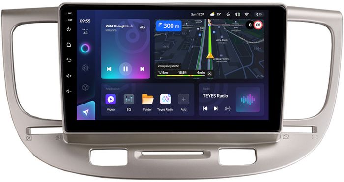 Магнитола для KIA Rio 2 2005-2011 (рамка бежевая) - Teyes CC3 монитор 9" QLED на Android 10, Быстрая, CarPlay, 4G SIM-слот