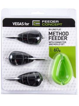 Набор фидерных кормушек FC Vegas Flat METHOD 60г 3шт. и уплотнитель