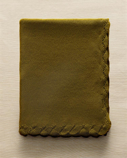 ZARA HOME ДЕТСКИЙ ПЛЕД С КРУЖЕВНОЙ КАЙМОЙ, ЗЕЛЕНЫЙ