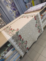 2м. Ткань полулён, "Снегири" лен-30%, хлопок-70%, шир.-150см, плотн.-140, отрез 150х200 см,