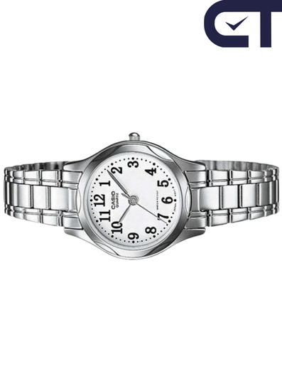 Casio LTP-1275D-7B — женские классические часы с белым циферблатом