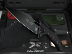 Складной нож НОКС Мангуст-2С (Black Red) 337-708406 c клинком из стали D2, рукоять G10