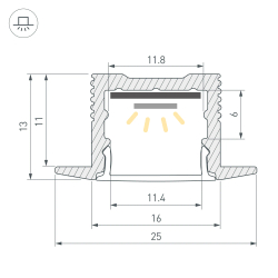 Профиль SL-SLIM-H13M-F25-3000 ANOD (Arlight, Алюминий) 036040