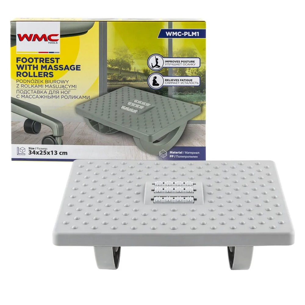 Подставка для ног с массажными роликами (13х25х34см) WMC TOOLS WMC-PLM1