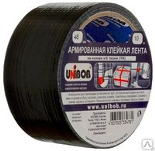 Лента клейкая армированная  48*25м черная  Unibob / 00246