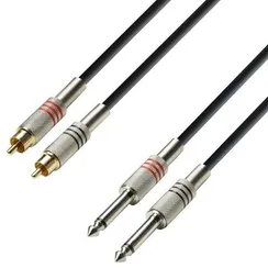Adam Hall K3 TPC 0600 - кабель аудио 2 x RCA (M) - 2 х TRS (jack) mono 6.3 mm, 0.22 мм2, 6 м