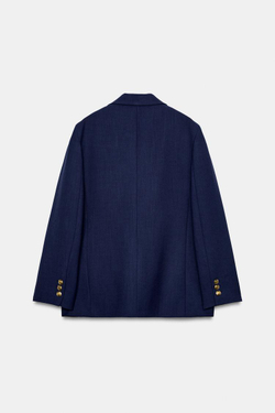 ZARA БЛЕЙЗЕР С ПУГОВИЦАМИ — ZW COLLECTION, ЯРКО-СИНИЙ