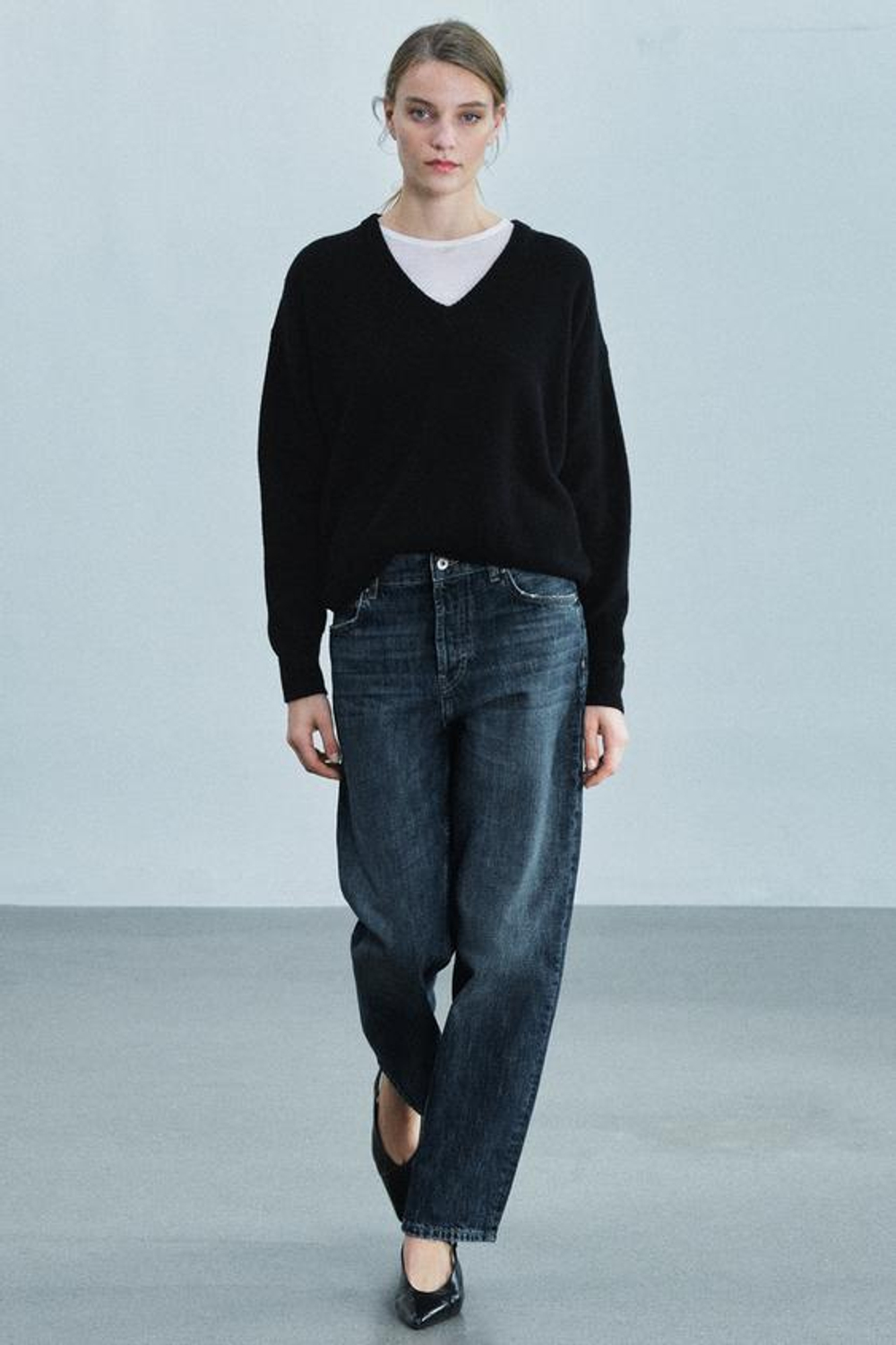 ZARA ДЖИНСЫ STRAIGHT FIT СО СРЕДНЕЙ ПОСАДКОЙ — ZW COLLECTION, СИНИЙ