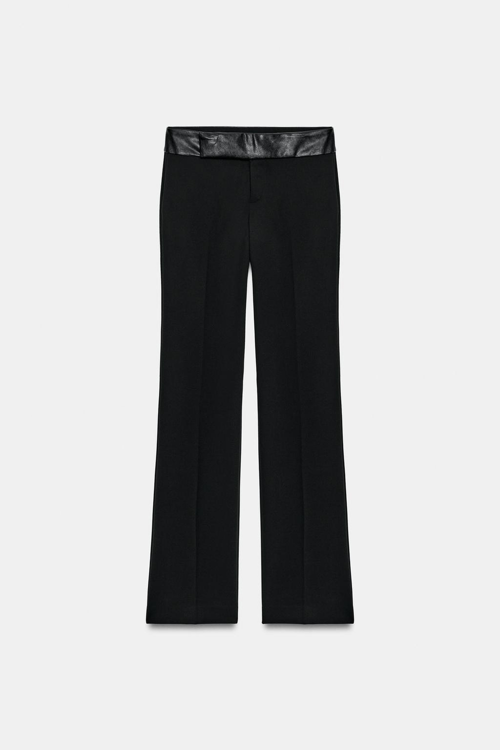 ZARA КОМБИНИРОВАННЫЕ БРЮКИ ПРЯМОГО КРОЯ, ЧЕРНЫЙ