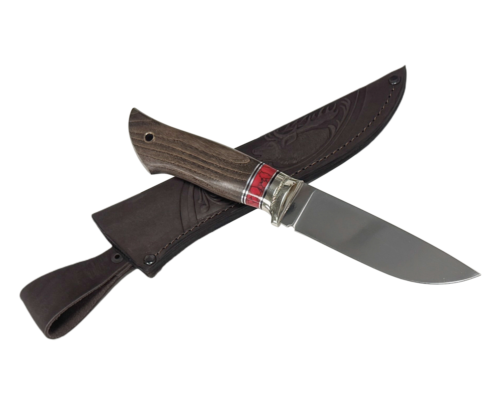 Нож Соболь, Bohler K340, рукоять ясень, кориан, мельхиор