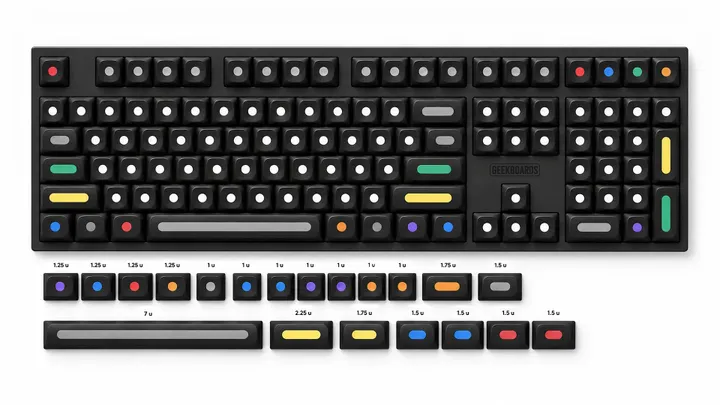Набор клавиш Geekboards «Dots Black XDA» (128 шт)