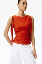 Топ с вырезом-лодочкой и кисточками - H&M