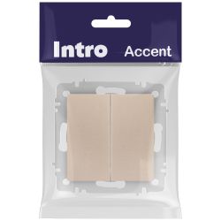 Выключатель Intro Accent 6-104-04 двойной, 10А-250В, IP20, СУ, AL/CU, шампань | Intro