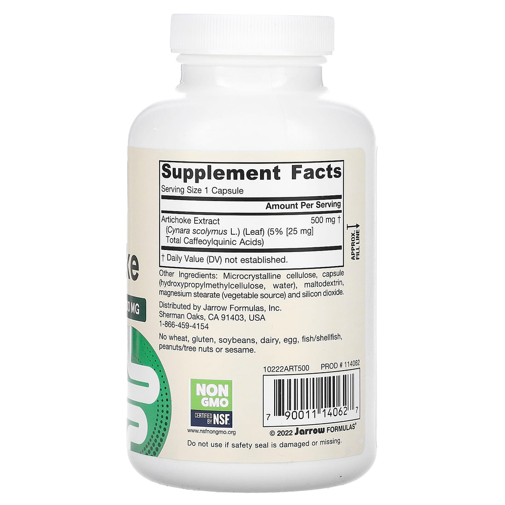 Jarrow Formulas, артишок, 500 мг, 180 растительных капсул