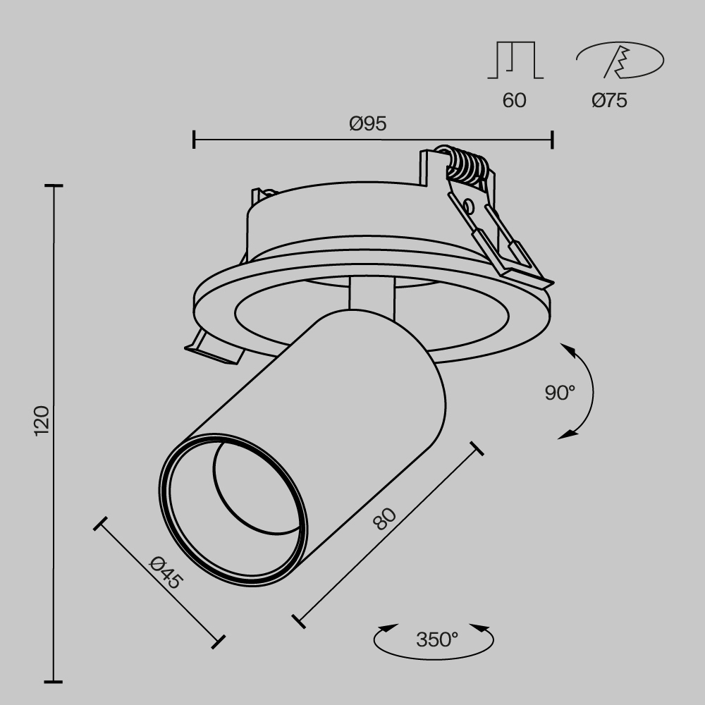 Встраиваемый светодиодный светильник Maytoni FOCUS LED C071CL-7W4K-B