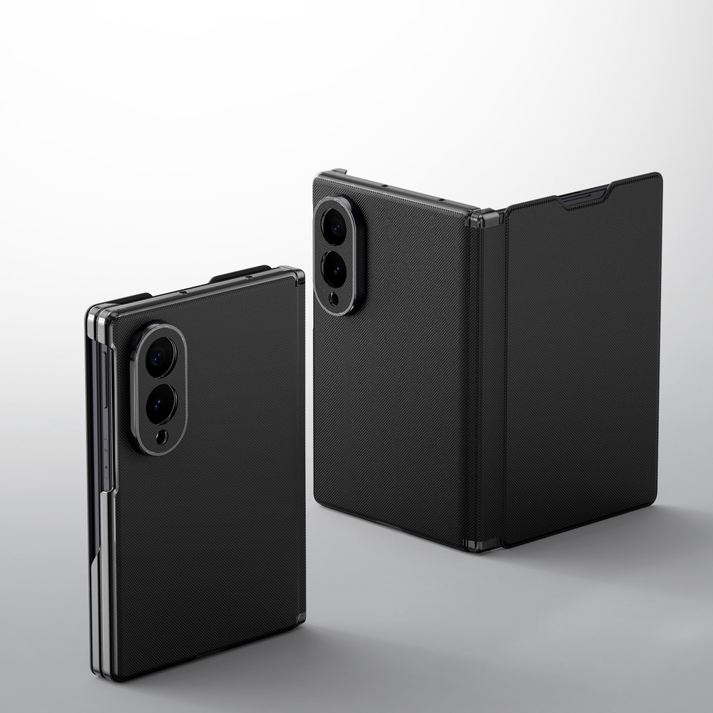 Чехол с покрытием под кожу черного цвета для смартфона Samsung Galaxy Z Fold 8, серия Fort Series от Dux Ducis
