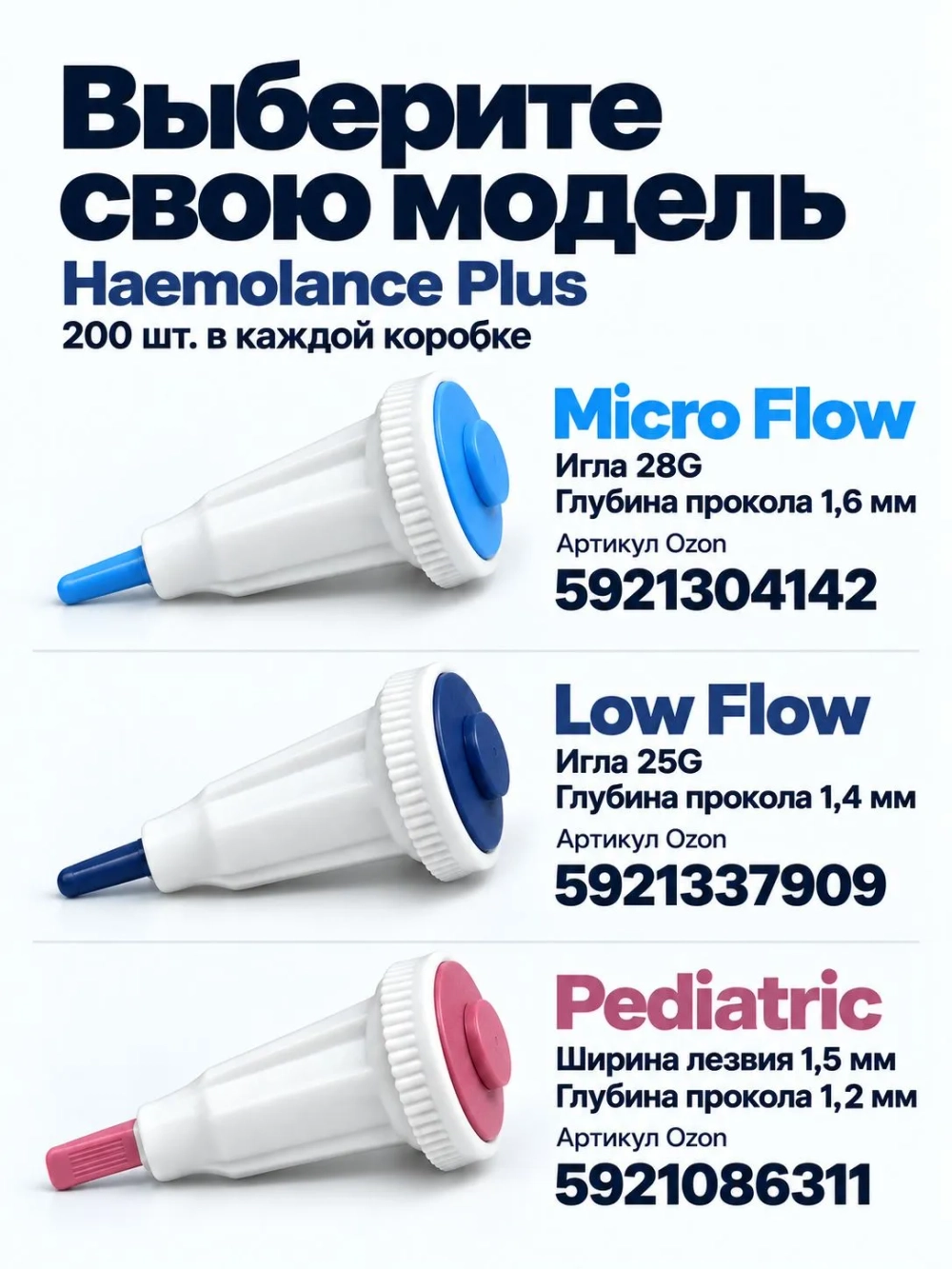 Ланцет Heamolance Plus Micro Flow (голубой) 28G 1,6 мм № 200