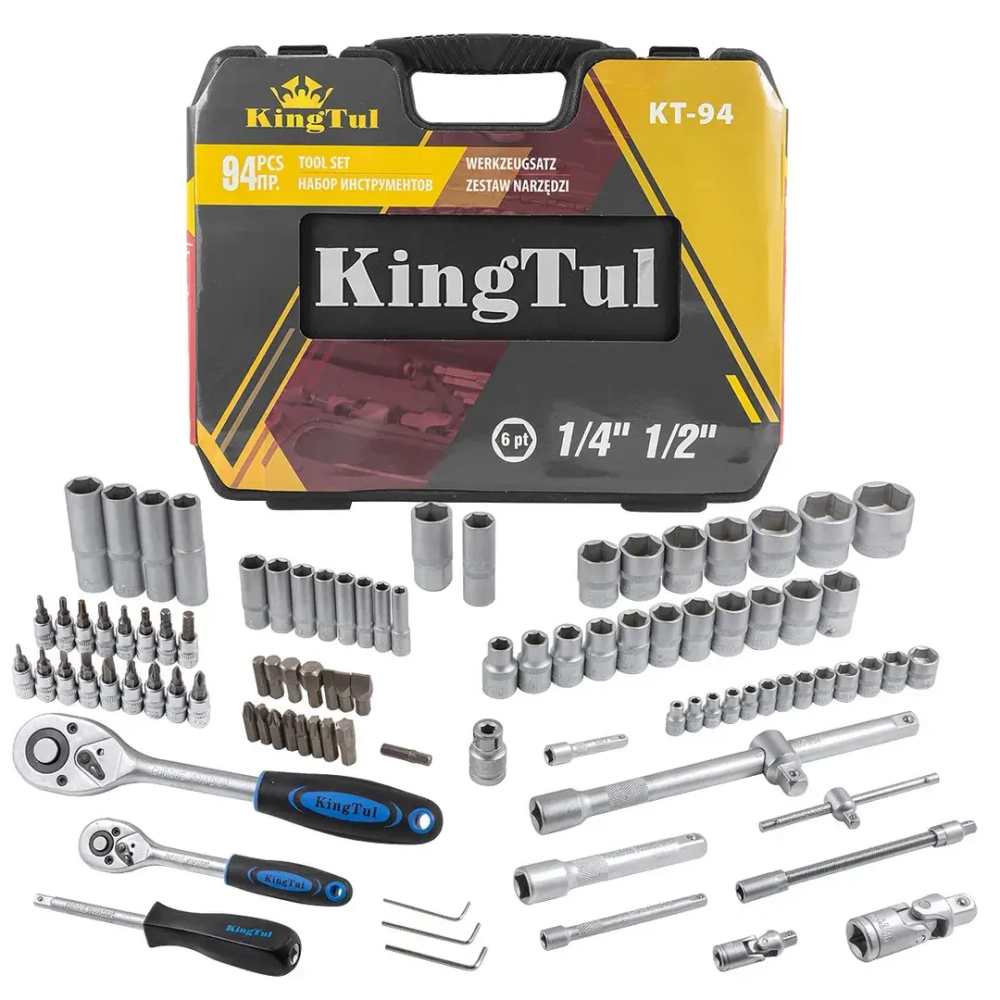 Набор инструментов 94пр. 1/4'', 1/2'' (6гр.)(4-32мм) KINGTUL KT-94