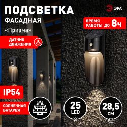 Светильник уличный ЭРА ERAFS050-43 фасадный Призма с датчиком движения 12 LED 25 Лм | Фасадная декоративная подсветка