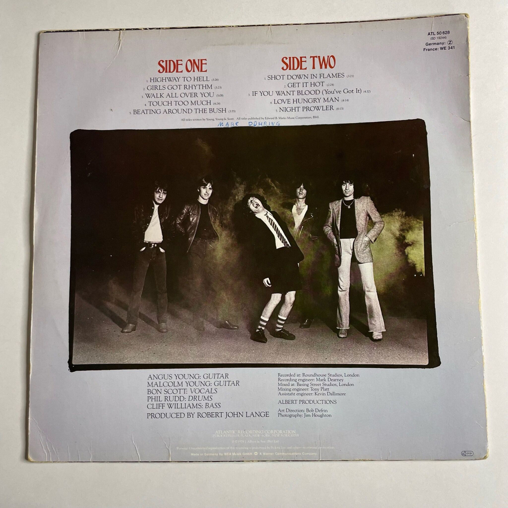 Винтажная виниловая пластинка LP AC DC Highway To Hell (Germany 1979)