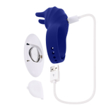 Синее эрекционное виброкольцо с клиторальной подушечкой и пультом ДУ Adjustable Fun Ring
