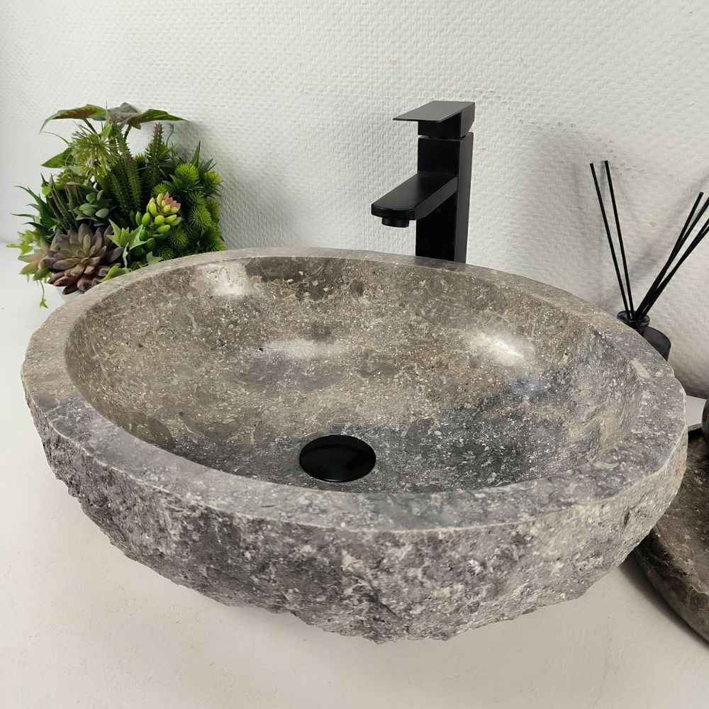 Раковина из мрамора Erozy Grey EM-64372 51x41x15 из натурального камня