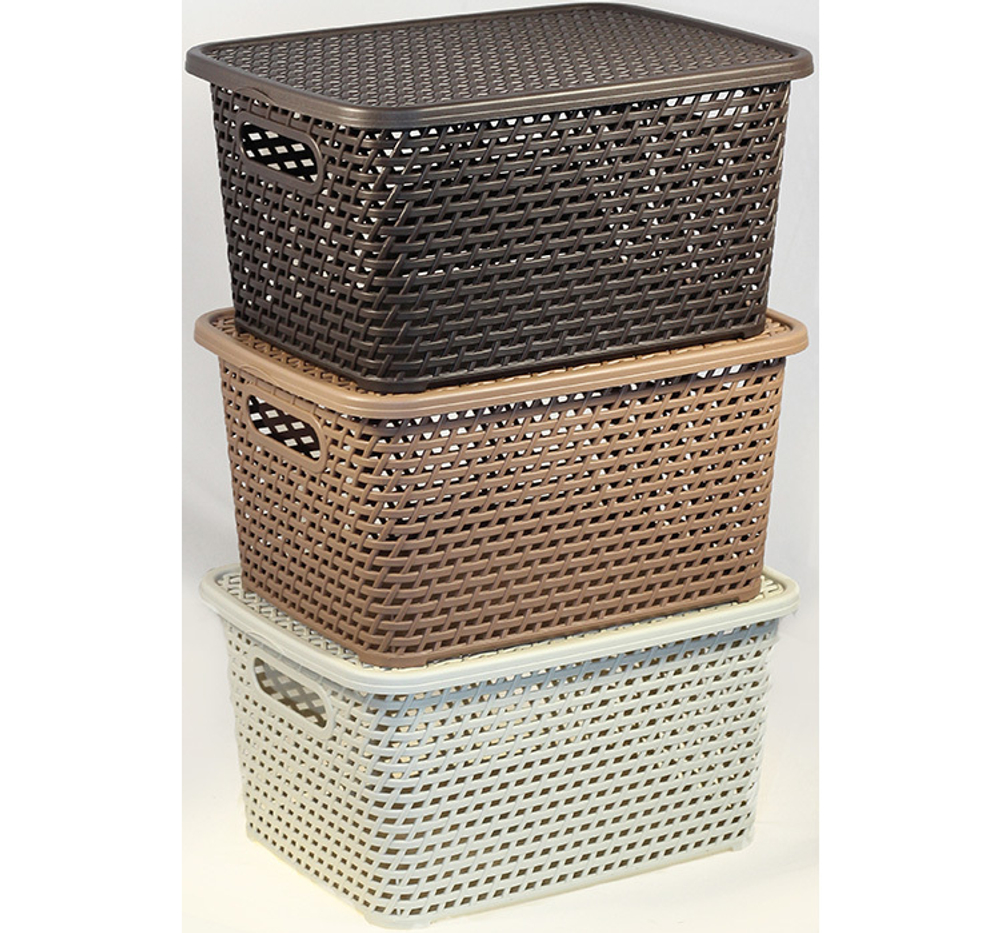 Ящик РОТАНГ с крышкой 23л 450х300х265мм