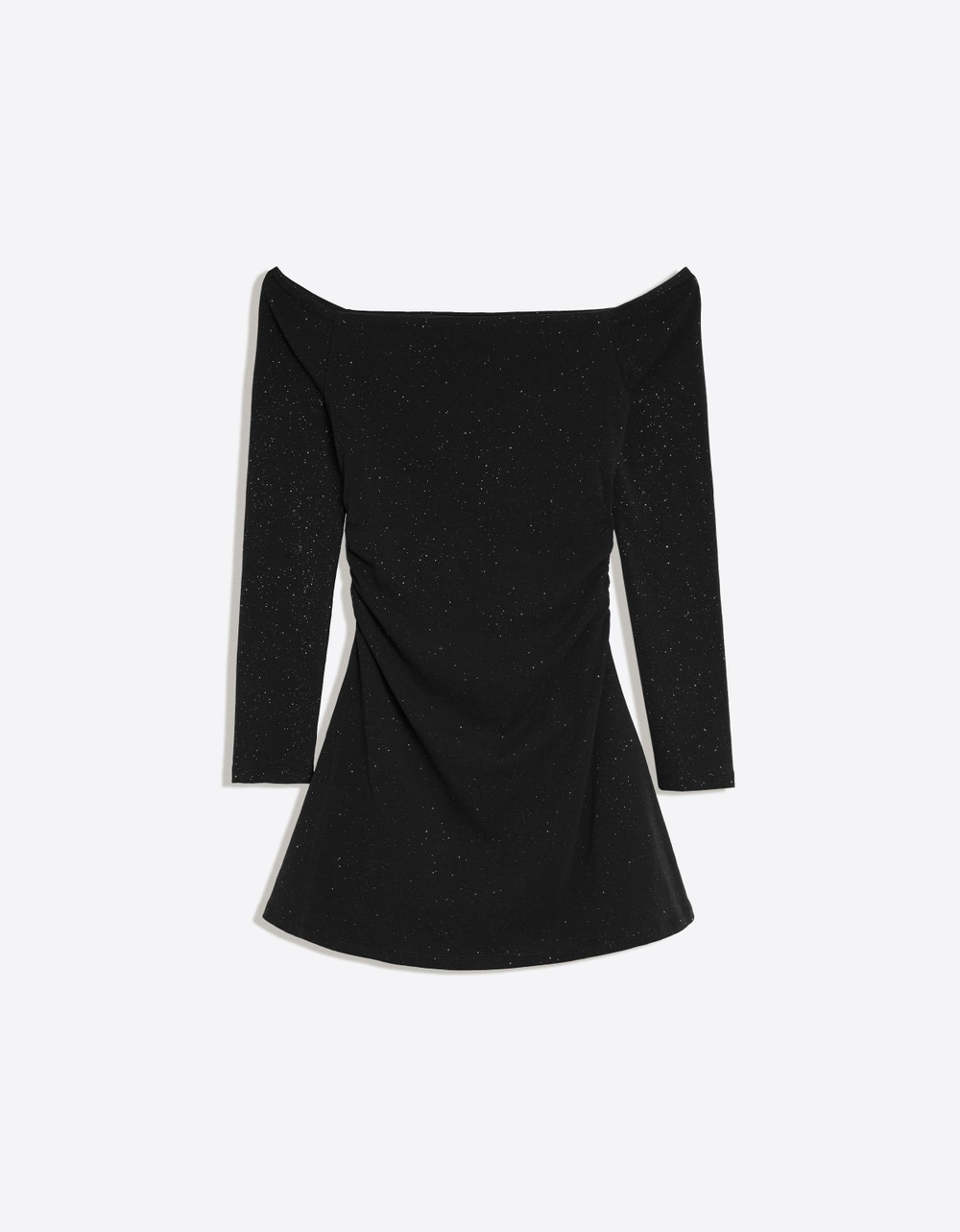 Женское блестящее мини-платье с открытыми плечами - BERSHKA