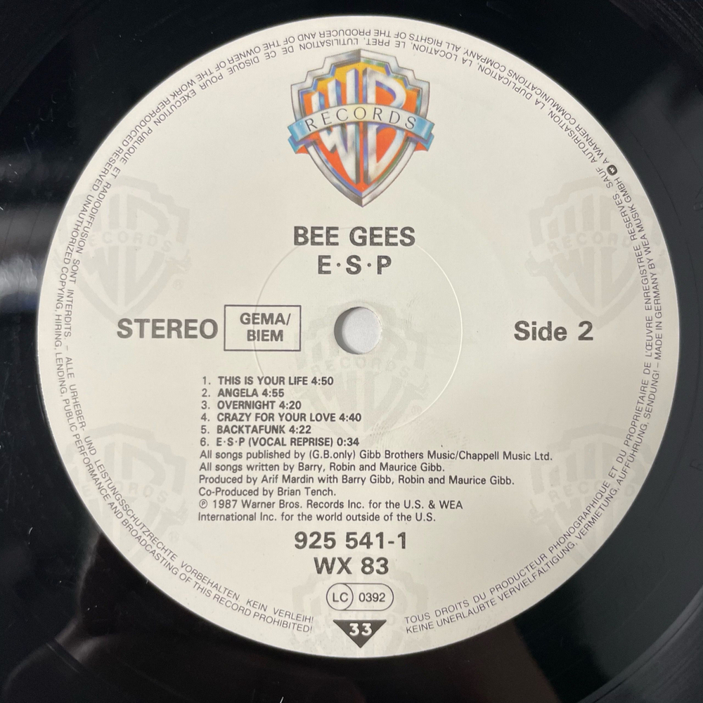 Винтажная виниловая пластинка LP Bee Gees E S P (Германия 1987)