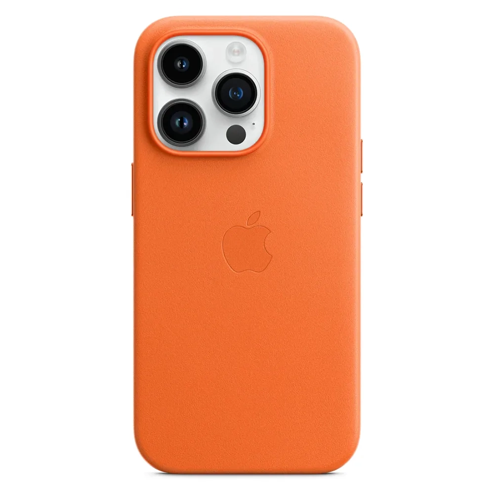 Кожаный чехол с поддержкой MagSafe Apple Leather Case для iPhone 14 Pro, Orange (Оранжевый)