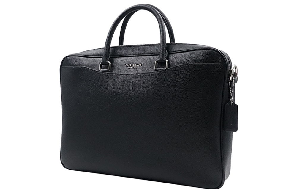 COACH Beckett Leather Handheld Laptop Bag, Briefcase, Shoulder Bag Large Men"s Black