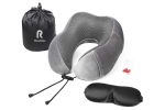Подушка для путешествий RoadLike Travel Kit Velvet с эффектом памяти, серый