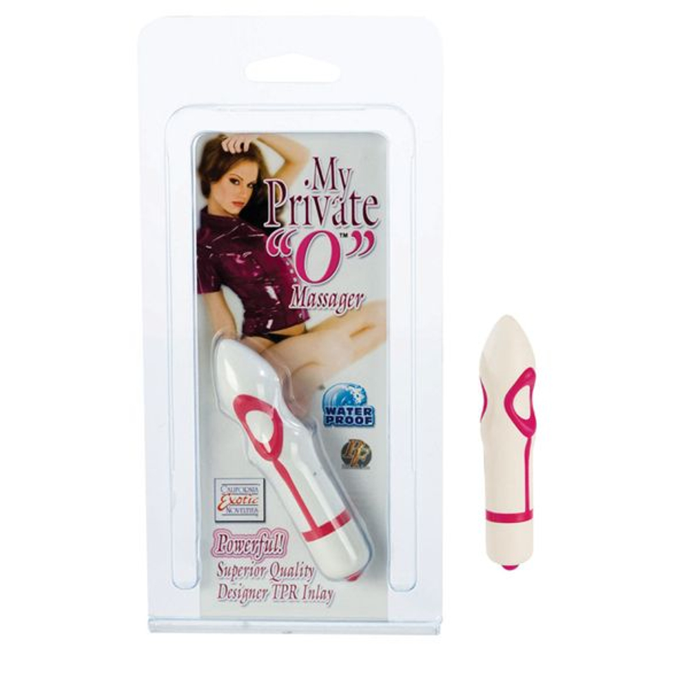 Стильный мини-вибромассажер My Private O Massager - 7 см. (Цвет: белый с красным)