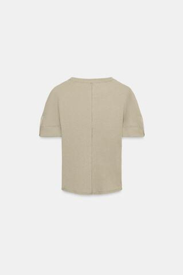 ZARA ХЛОПКОВАЯ ФУТБОЛКА В РУБЧИК, ХАКИ