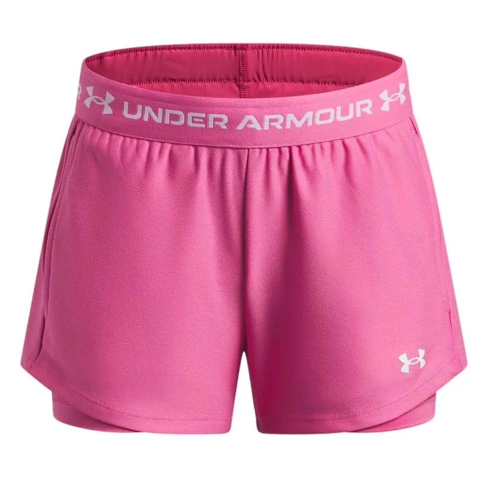 Шорты для девочки теннисные Under Armour Girls Tech Play Up 2-in-1 - pink frenzy/white