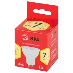 Лампа светодиодная ЭРА RED LINE LED MR16-7W-827-GU10 R 7Вт софит теплый белый свет GU10 | Лампы cветодиодные Точечные (Софиты) (MR, PAR)