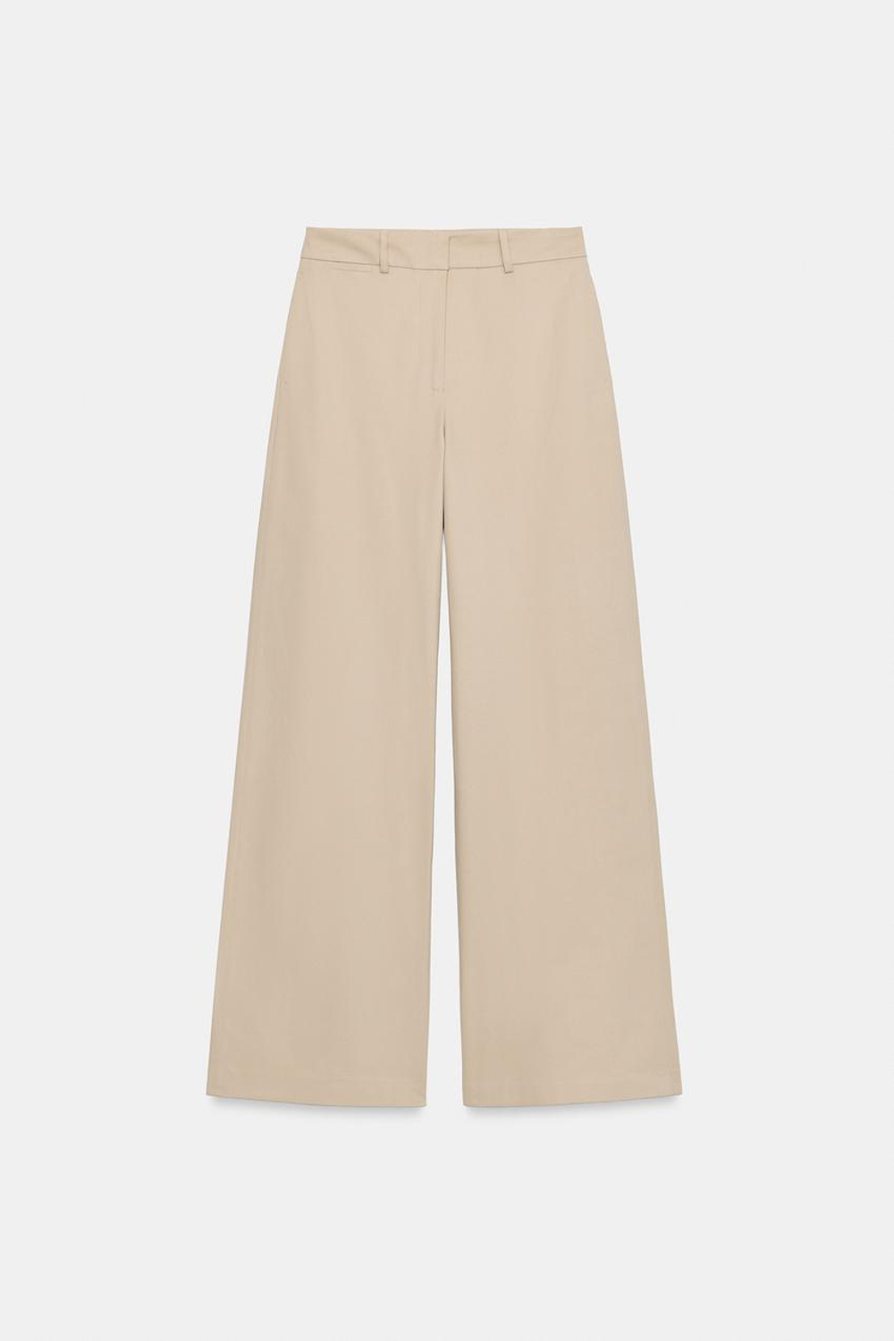 ZARA ШИРОКИЕ БРЮКИ С ВЫСОКОЙ ПОСАДКОЙ, БЕЖЕВЫЙ
